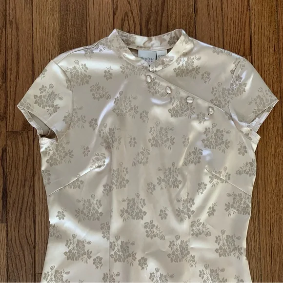 Vintage Traditional Formal Fitted Evening Wear Gold Cheongsam - Picture 9 of 12